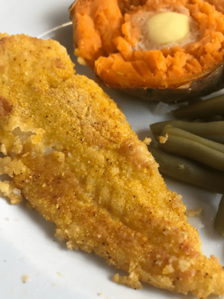Flaky and soft on the inside with a tasty light crisp on the outside, this cornmeal crusted cod is sure to take you to your happy place.